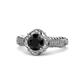 1 - Maura Signature Black and White Diamond Floral Halo Engagement Ring 