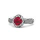 1 - Maura Signature Ruby and Diamond Floral Halo Engagement Ring 