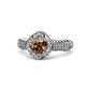 1 - Maura Signature Smoky Quartz and Diamond Floral Halo Engagement Ring 