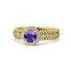 1 - Cera Signature Iolite and Diamond Halo Engagement Ring 