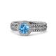 1 - Cera Signature Blue Topaz and Diamond Halo Engagement Ring 