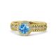 1 - Cera Signature Blue Topaz and Diamond Halo Engagement Ring 