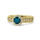1 - Cera Signature London Blue Topaz and Diamond Halo Engagement Ring 