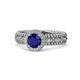1 - Cera Signature Blue Sapphire and Diamond Halo Engagement Ring 