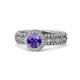 1 - Cera Signature Iolite and Diamond Halo Engagement Ring 
