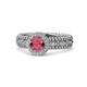 1 - Cera Signature Rhodolite Garnet and Diamond Halo Engagement Ring 