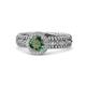 1 - Cera Signature Diamond and Lab Created Alexandrite Halo Engagement Ring 