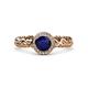 3 - Cora Signature Blue Sapphire and Diamond Halo Engagement Ring 
