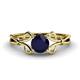 1 - Trissie Blue Sapphire Floral Solitaire Engagement Ring 