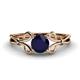 1 - Trissie Blue Sapphire Floral Solitaire Engagement Ring 