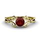 1 - Trissie Red Garnet Floral Solitaire Engagement Ring 