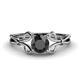 1 - Trissie Black Diamond Floral Solitaire Engagement Ring 