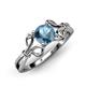 4 - Trissie Blue Topaz Floral Solitaire Engagement Ring 
