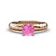 1 - Eudora Classic 6.00 mm Round Lab Created Pink Sapphire Solitaire Engagement Ring 
