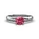 1 - Eudora Classic 6.50 mm Round Pink Tourmaline Solitaire Engagement Ring 