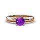 1 - Eudora Classic 6.50 mm Round Amethyst Solitaire Engagement Ring 