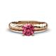 1 - Eudora Classic 6.50 mm Round Pink Tourmaline Solitaire Engagement Ring 