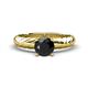 1 - Eudora Classic 6.00 mm Round Black Diamond Solitaire Engagement Ring 