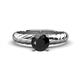 1 - Eudora Classic 6.00 mm Round Black Diamond Solitaire Engagement Ring 