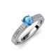 3 - Aysel Blue Topaz and Diamond Double Row Engagement Ring 