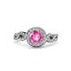 3 - Hana Signature Pink Sapphire and Diamond Halo Engagement Ring 