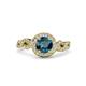 3 - Hana Signature Blue and White Diamond Halo Engagement Ring 