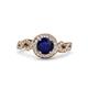 3 - Hana Signature Blue Sapphire and Diamond Halo Engagement Ring 