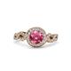 3 - Hana Signature Pink Tourmaline and Diamond Halo Engagement Ring 