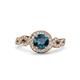 3 - Hana Signature Blue and White Diamond Halo Engagement Ring 