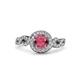 3 - Hana Signature Rhodolite Garnet and Diamond Halo Engagement Ring 