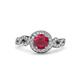 3 - Hana Signature Ruby and Diamond Halo Engagement Ring 
