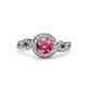 3 - Hana Signature Pink Tourmaline and Diamond Halo Engagement Ring 