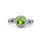 3 - Hana Signature Peridot and Diamond Halo Engagement Ring 
