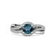 3 - Aimee Signature Blue and White Diamond Bypass Halo Engagement Ring 