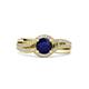 2 - Aimee Signature Blue Sapphire and Diamond Bypass Halo Engagement Ring 