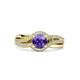 2 - Aimee Signature Iolite and Diamond Bypass Halo Engagement Ring 