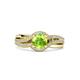 2 - Aimee Signature Peridot and Diamond Bypass Halo Engagement Ring 