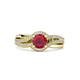 2 - Aimee Signature Ruby and Diamond Bypass Halo Engagement Ring 
