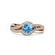 2 - Aimee Signature Blue Topaz and Diamond Bypass Halo Engagement Ring 
