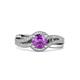 2 - Aimee Signature Amethyst and Diamond Bypass Halo Engagement Ring 