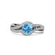 2 - Aimee Signature Blue Topaz and Diamond Bypass Halo Engagement Ring 