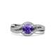 2 - Aimee Signature Iolite and Diamond Bypass Halo Engagement Ring 