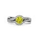 2 - Aimee Signature Yellow and White Diamond Bypass Halo Engagement Ring 
