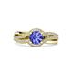 2 - Aimee Signature Tanzanite and Diamond Bypass Halo Engagement Ring 
