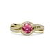 2 - Aimee Signature Pink Tourmaline and Diamond Bypass Halo Engagement Ring 