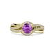 2 - Aimee Signature Amethyst and Diamond Bypass Halo Engagement Ring 