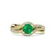 2 - Aimee Signature Emerald and Diamond Bypass Halo Engagement Ring 
