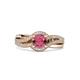 2 - Aimee Signature Rhodolite Garnet and Diamond Bypass Halo Engagement Ring 