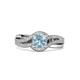 2 - Aimee Signature Aquamarine and Diamond Bypass Halo Engagement Ring 