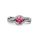 2 - Aimee Signature Pink Tourmaline and Diamond Bypass Halo Engagement Ring 